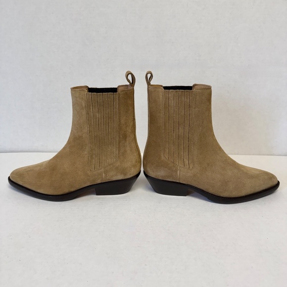 ISABEL MARANT Delena Suede Western Chelsea Ankle Boots in Taupe Size 40 - Picture 3 of 6